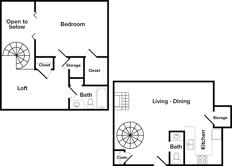 One Bedroom Townhome floor plan